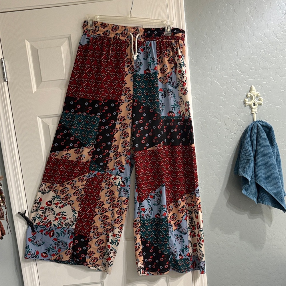 Patchwork Wide-Leg Pants
